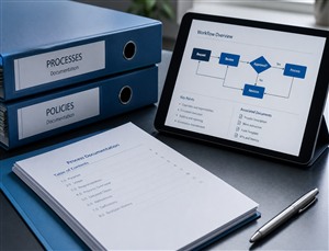 Procesos administrativos digitales en oficina corporativa